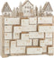 J-Line Adventskalender kerst - hout - beige - 40 cm - LED lichtjes - kerstversiering voor binnen