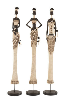 J-Line Afrikaanse Vrouw Poly Bruin-Beige Large (3-delig)