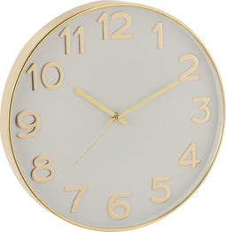 J-Line Arabische Cijfers klok - kunststof - goud - Ø 39 cm - woonaccessoires