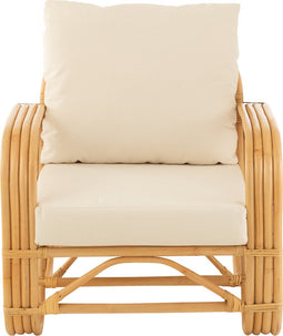 J-Line armstoel + kussen - jute/textiel - naturel/wit