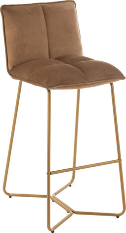 J-Line barstoel Pierre - metaal/textiel - bruin - 2 stuks