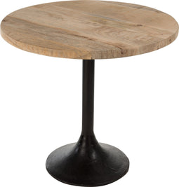 J-Line bartafel Rond - hout/metaal - naturel/zwart