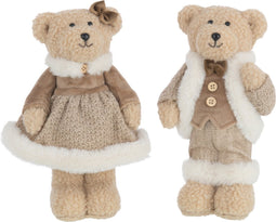 J-Line Beer Staand Jongen/Meisje + Kledij Beige/Bruin Assortiment Van 2