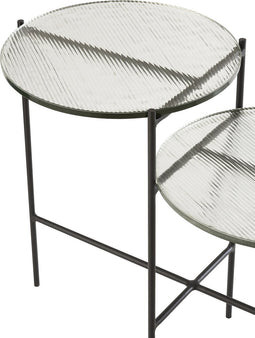 J-Line bijzettafel 2 niveaus Rond - glas/ijzer - transparant/zwart