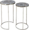 J-Line bijzettafel Agaat - steen/metaal - grijs/zilver - set van 2