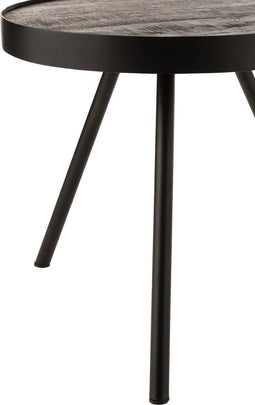 J-Line bijzettafel Fien Hoog - hout/ijzer - donkerbruin/zwart