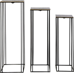 J-Line bijzettafel Hoog - aluminium - goud/zwart - set van 3