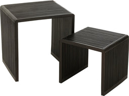 J-Line bijzettafel Kubus - hout - zwart - set van 2