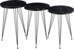 J-Line bijzettafel - kunststof/metaal - zwart - set van 3