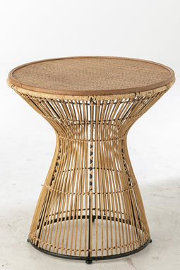 J-Line bijzettafel Rond Groeven - rotan - naturel