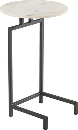J-Line Bijzettafel Rond Marmer/Ijzer Wit/Zwart