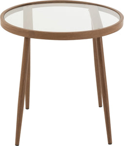 J-Line bijzettafel Rond - metaal/glas - donkerbruin