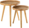 J-Line bijzettafel Rond Tripod - hout - naturel - set van 2