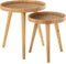 J-Line bijzettafel Rond Tripod - hout - naturel - set van 2