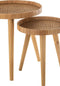 J-Line bijzettafel Rond Tripod - hout - naturel - set van 2