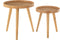 J-Line bijzettafel Rond Tripod - hout - naturel - set van 2