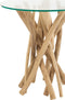 J-Line bijzettafel Takken Teak - hout/glas - naturel