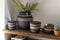 J-Line bleompot Kenia - keramiek - zwart/bruin - small - Ø 14.00 cm - 2 stuks