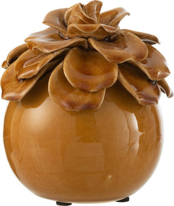J-Line Bloem Decoratief Keramiek Oker - Bloemenvaas 15.00 cm hoog