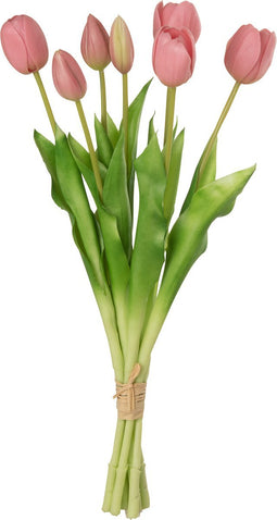 J-Line bloemenboeket Tulpen 7 Stuks - kunststof - roze - large