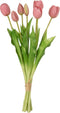 J-Line bloemenboeket Tulpen 7 Stuks - kunststof - roze - large