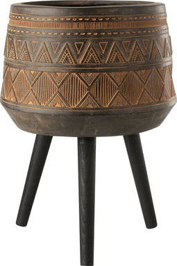 J-Line bloempot 3 Poten Etnisch - magnesium - bruin/beige - Ø 43 cm