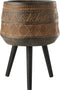 J-Line bloempot 3 Poten Etnisch - magnesium - bruin/beige - Ø 43 cm