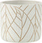 J-Line bloempot Blad - keramiek - wit/goud - small - 2 stuks - Ø 14 cm