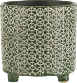 J-Line bloempot Bloem - keramiek - groen - large - Ø 16.5 cm