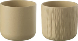 J-Line bloempot Gen - keramiek - beige - large - 2 stuks - Ø 18.5 cm