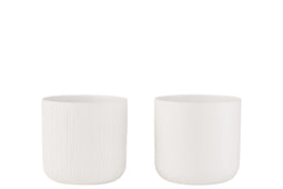J-Line bloempot Gen - keramiek - wit - large - 2 stuks