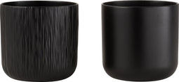 J-Line bloempot Gen - keramiek - zwart - extra large - 2 stuks - Ø 21 cm