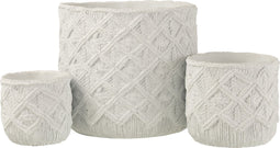 J-Line bloempot Geruit - cement - wit - large - Ø 33 cm