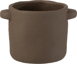 J-Line bloempot Gustave - cement - donkerbruin - 2 stuks - Ø 14.5 cm