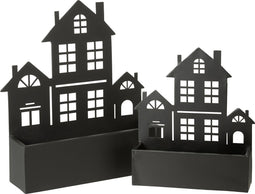 J-Line bloempot Huis - metaal - zwart - large - 47 cm hoog