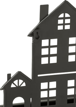 J-Line bloempot Huis - metaal - zwart - small - 36 cm hoog