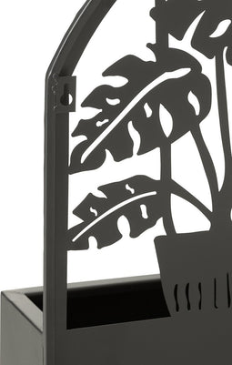 J-Line bloempot Kat - metaal - zwart - Ø 11.5 cm