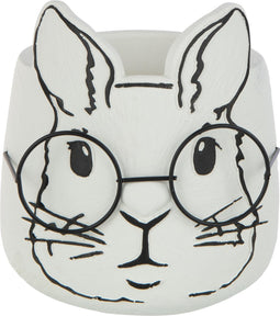 J-Line bloempot Konijn - cement - wit - large - Ø 15.5 cm - paasdecoratie