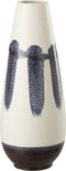J-Line Bloempot Kwast Steengoed Wit/Blauw - Bloemenvaas 39.00 cm hoog