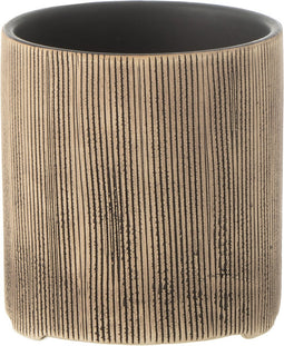 J-Line Bloempot Maria Rond - keramiek - bruin - 2 stuks - Ø 12 cm