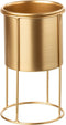 J-Line Bloempot op Standaard – Decoratieve bloempot - Duurzaam Metaal – 11x11x19 cm – Goud - Small