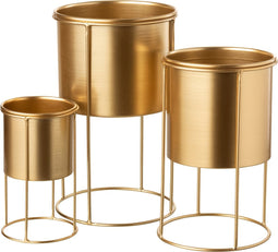 J-Line bloempot Op Voet - metaal - goud - large - Ø 18 cm