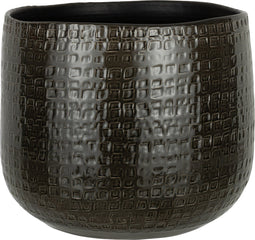 J-Line bloempot Patroon - keramiek - donkergrijs - extra large - Ø 32.50 cm
