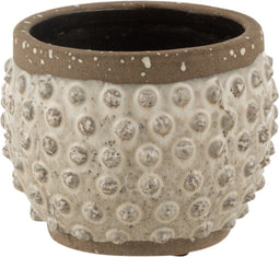 J-Line bloempot Punt Boord - keramiek - wit/grijs - small - Ø 16 cm