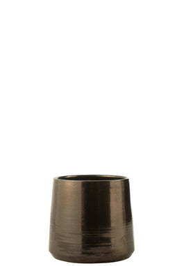 J-Line Bloempot Rond Terra Blinkend Goud Large