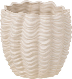 J-Line bloempot Schelp - keramiek - beige - small - Ø 21 cm