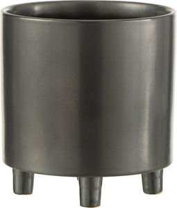 J-Line bloempot Smoke - keramiek - grijs/zwart - large - Ø 20.5 cm