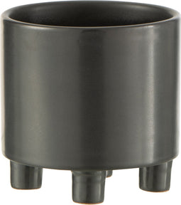 J-Line bloempot Smoke - keramiek - grijs/zwart - small - Ø 12.5 cm