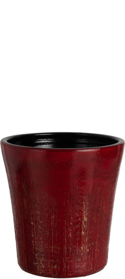 J-Line Bloempot Spikkel Keramiek Rood/Goud Large - Ø 25.50 cm