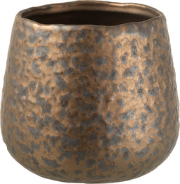 J-Line bloempot Spikkel Rond - keramiek - koper - large - Ø 16 cm